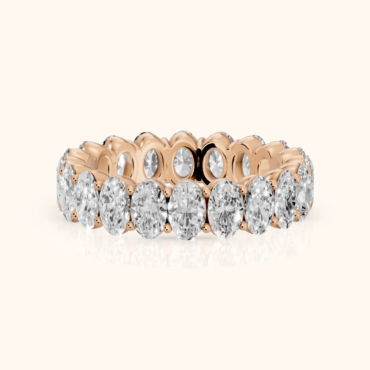 Vidya Shared Prong Oval Diamond Eternity Band in Rose Gold - FrontView