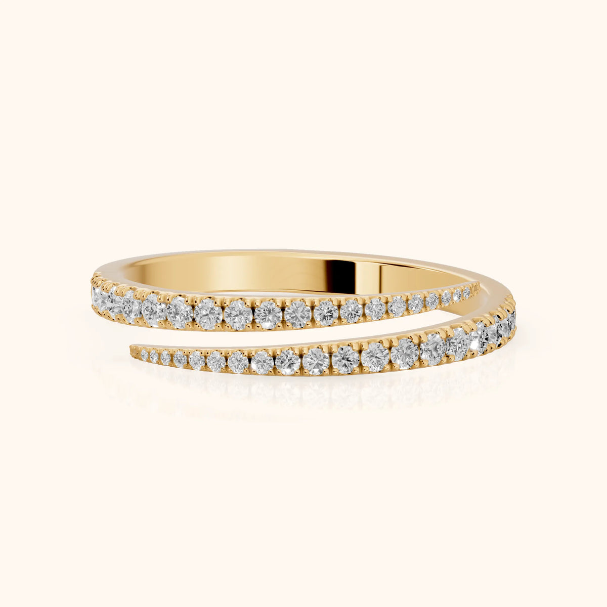 Mina Bypass Round Diamond Wedding Band in Yellow Gold - FrontView