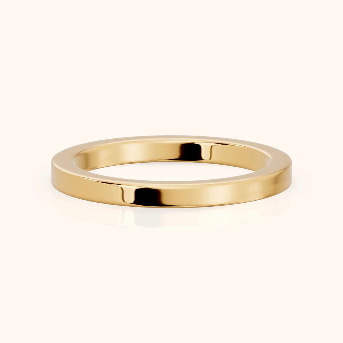 Zoya Classic Flat Wedding Band in Yellow Gold - FrontView