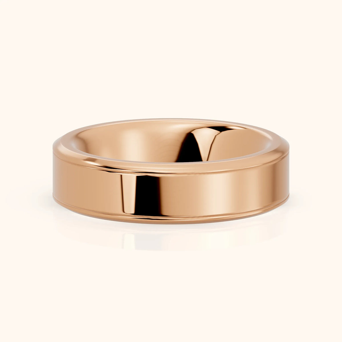 Anika Flat Beveled Wedding Band in Rose Gold - FrontView