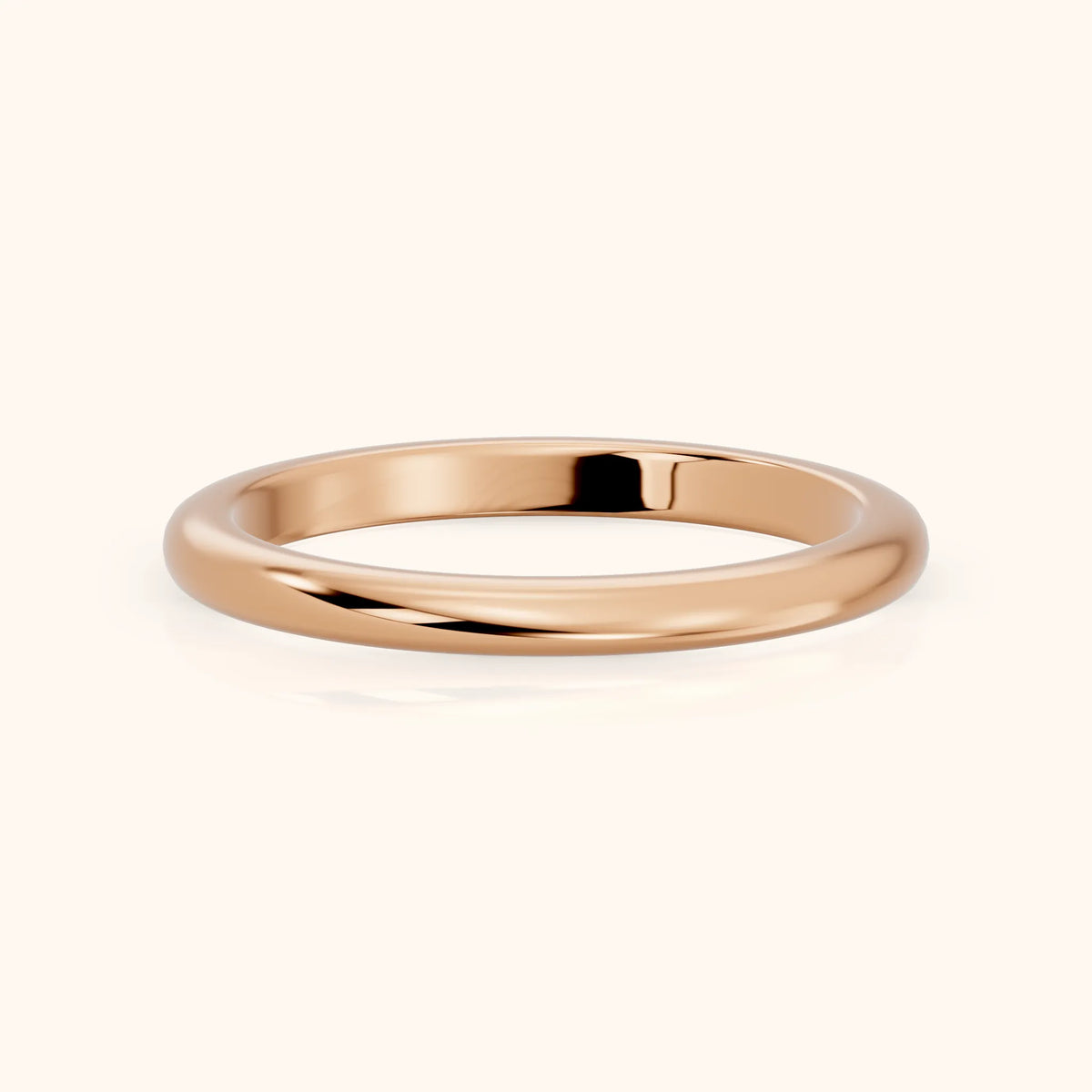 Justine Classic Low Dome Wedding Band in Rose Gold - FrontView