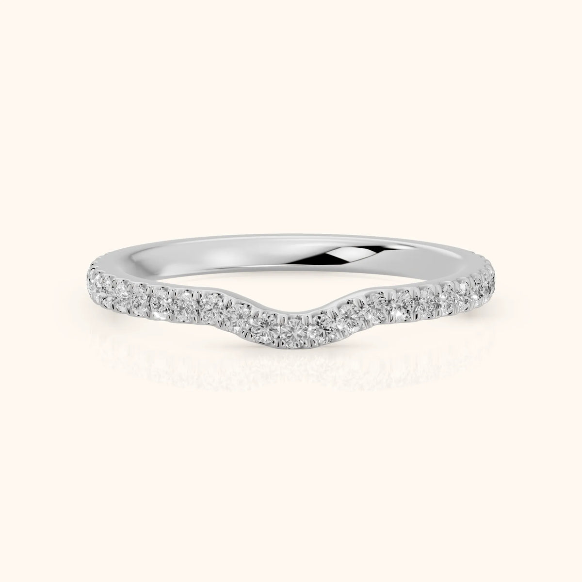 Helene Curved Round Diamond Half Eternity Band in Silver - FrontView