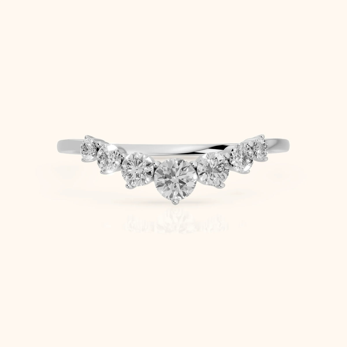 Saira Contour Round Diamond Wedding Band in Silver - FrontView