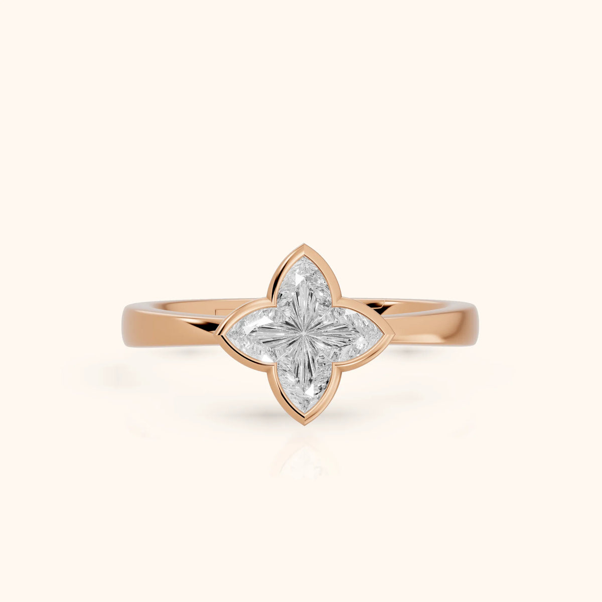 Millie Bezel Solitaire Lily Diamond Engagement Ring in Rose Gold - FrontView.webp