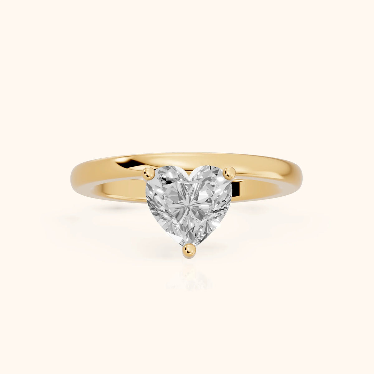Maisie Four Prong Solitaire Heart Diamond Engagement Ring in Yellow Gold - FrontView.webp