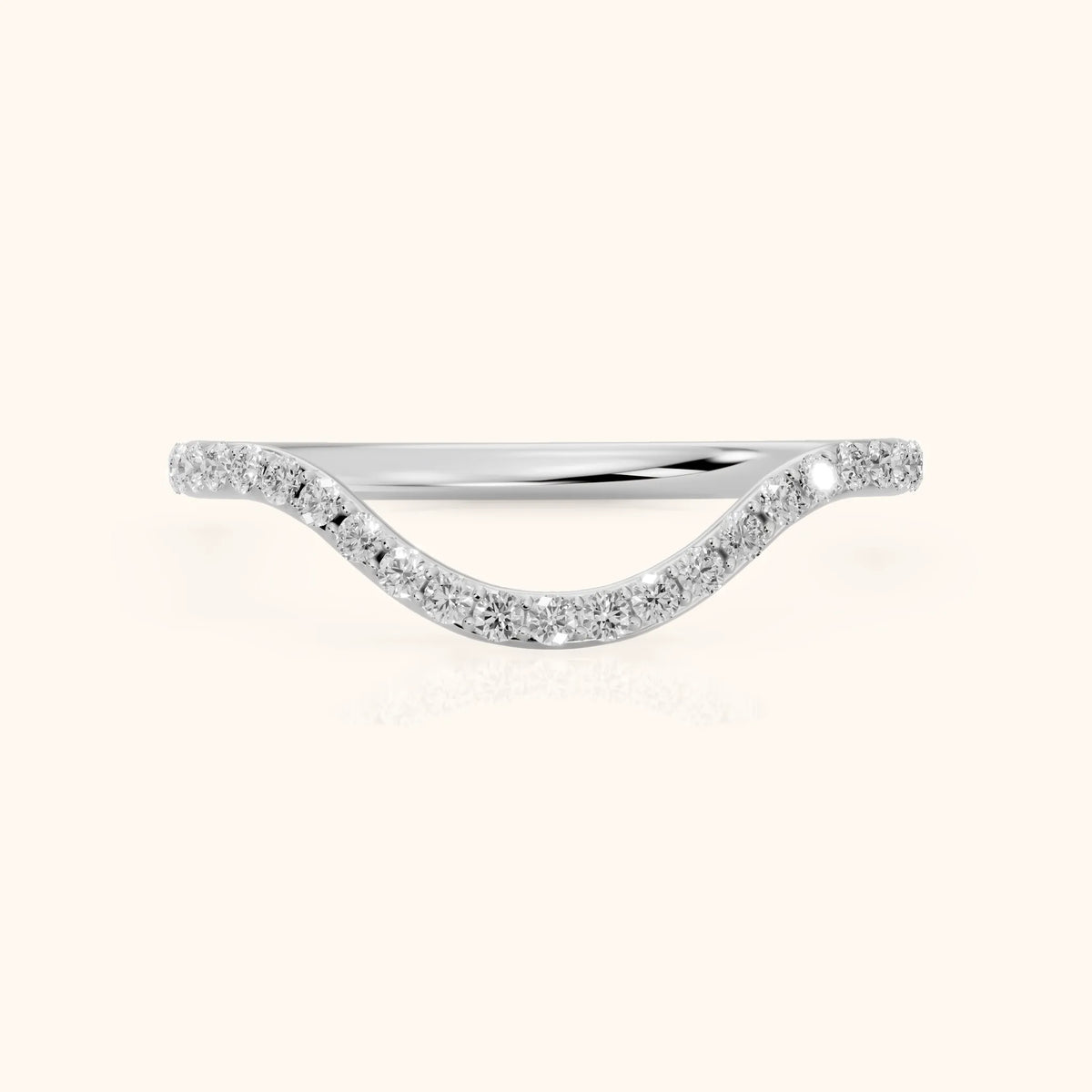 Juliette Contour Round Diamond Stackable Ring in Silver - FrontView