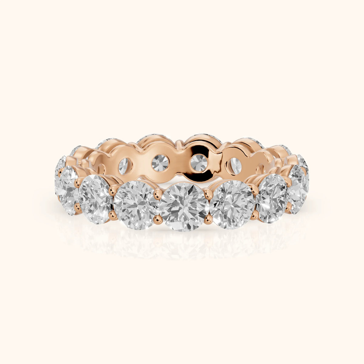 Larissa Shared Prong Round Diamond Eternity Band in Rose Gold - FrontView