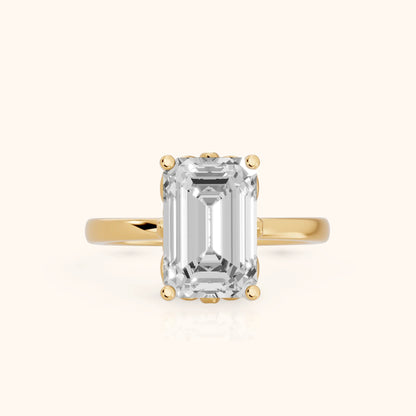 Emerald Cut Lab Grown Diamond Engagement Ring in Yellow Gold