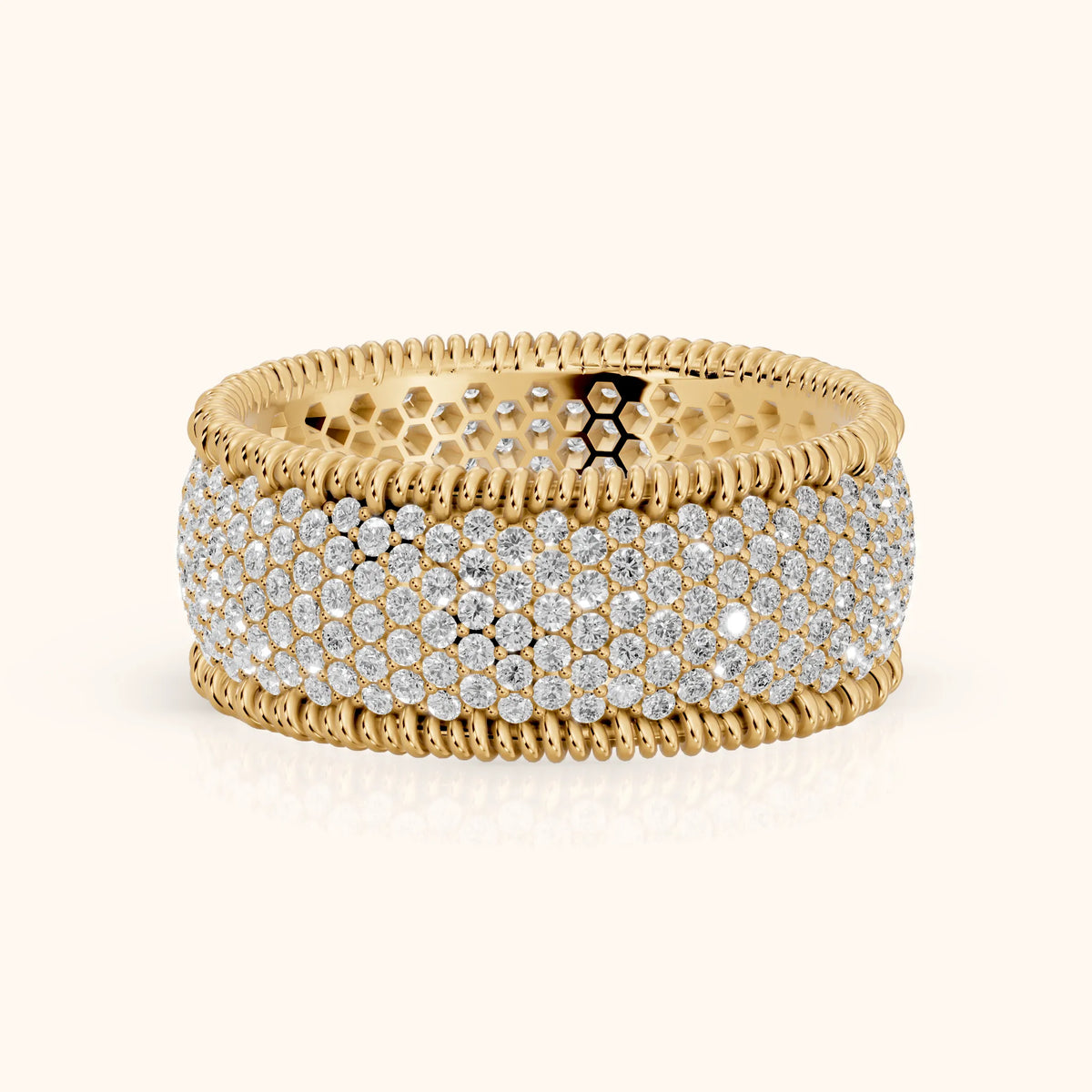 Rita Micropavé Round Diamond Anniversary Ring in Yellow Gold - FrontView