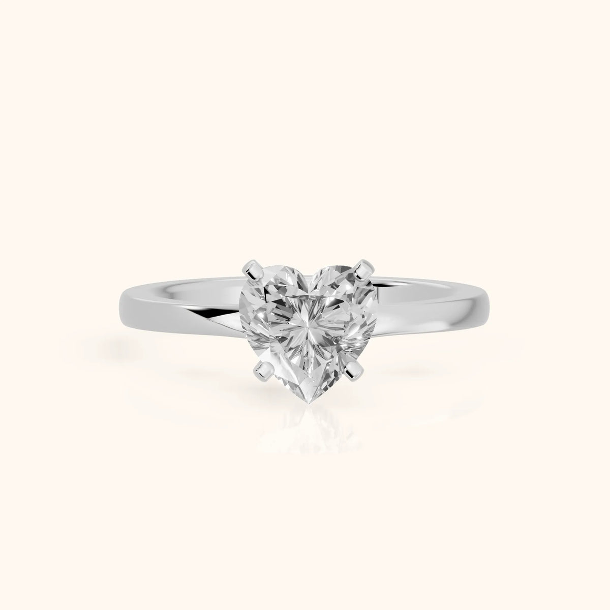 Matilda Cathedral Solitaire Heart Diamond Engagement Ring in Silver - FrontView.webp