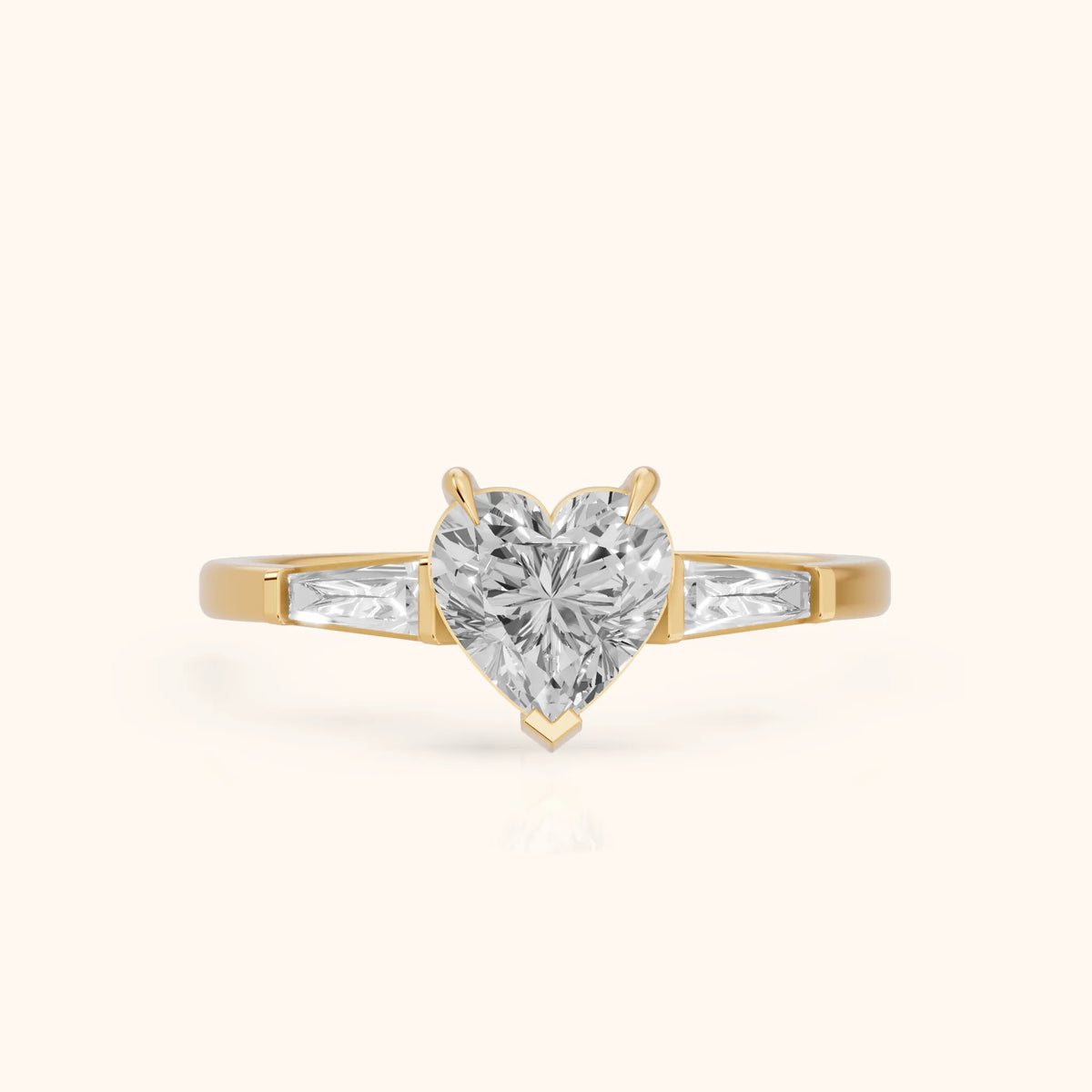 Winnie Three-Stone Heart Diamond Engagement Ring in Yellow Gold - FrontView.webp