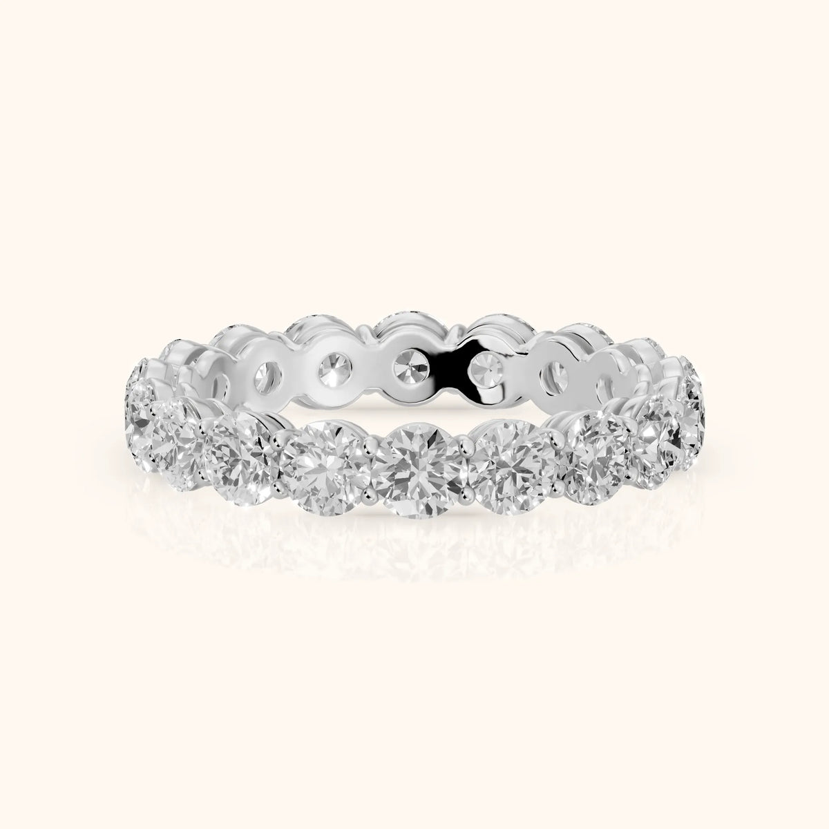 Dara Shared Prong Round Diamond Eternity Band in Platinum - FrontView