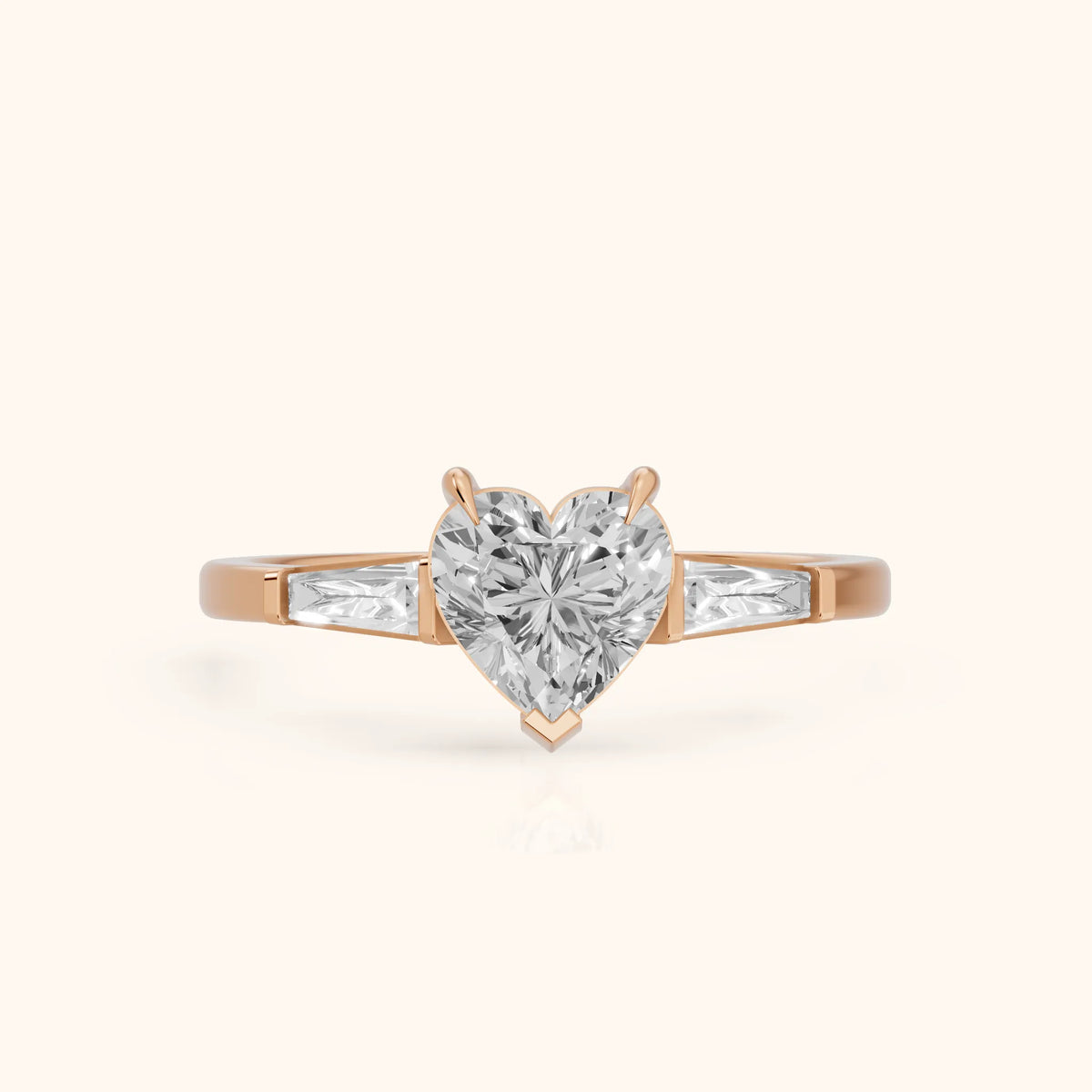 Winnie Three-Stone Heart Diamond Engagement Ring in Rose Gold - FrontView.webp