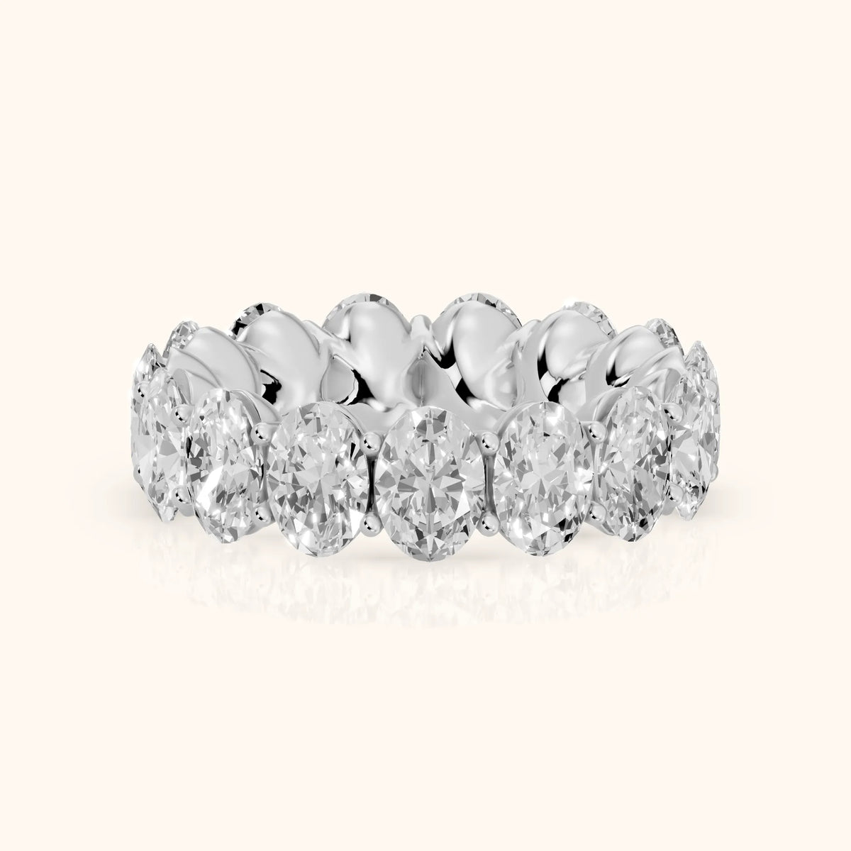 Flavia Shared Prong Oval Diamond Eternity Band in Silver - FrontView