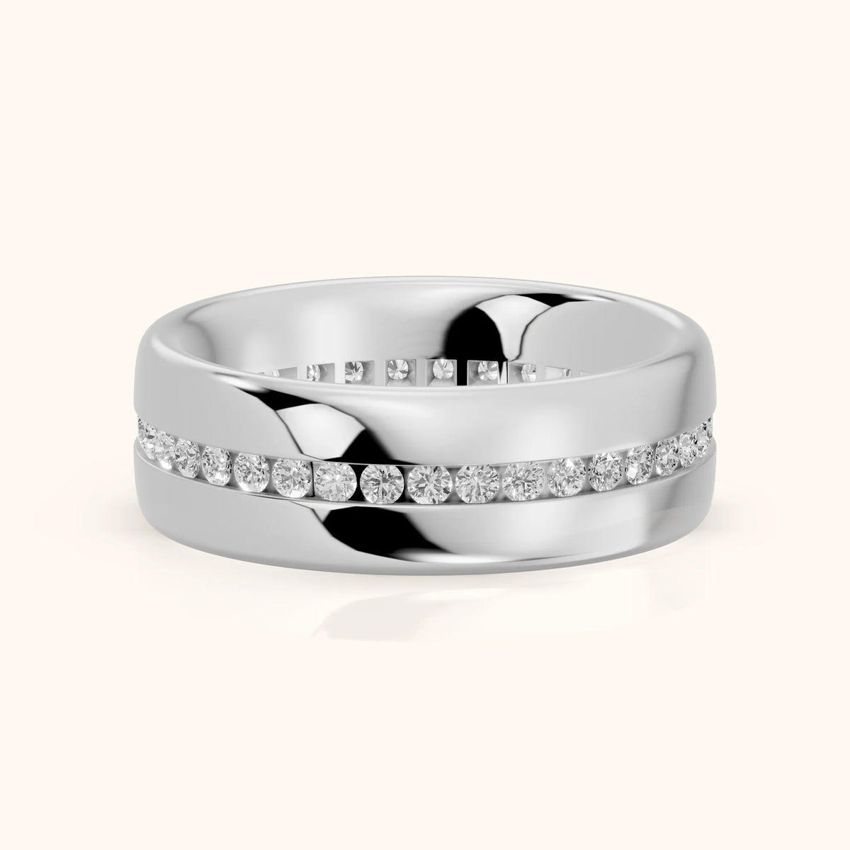 Azura Channel Set Round Diamond Eternity Band in White Gold - FrontView