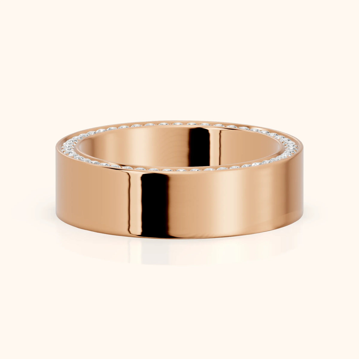 Raya Micropavé Round Diamond Eternity Band in Rose Gold - FrontView