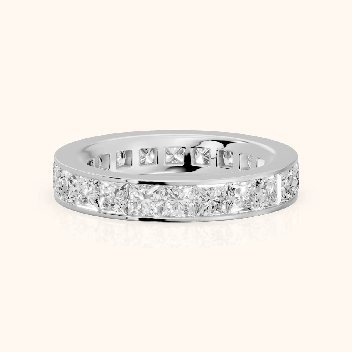 Louise Channel Set Princess Diamond Eternity Band in Silver - FrontView