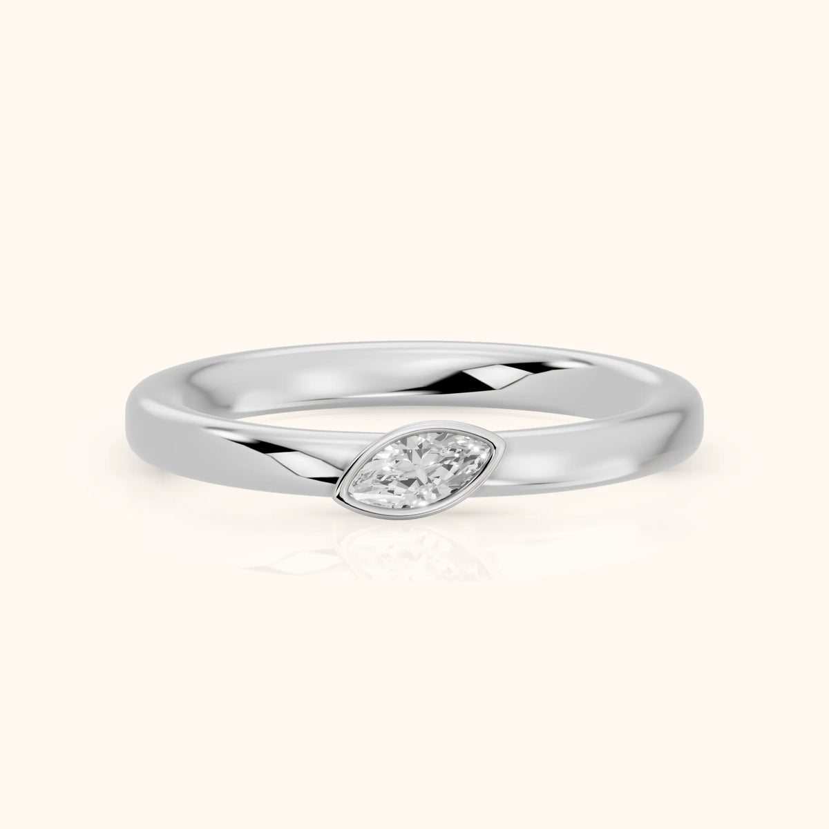 Renee Bezel Marquise Diamond Wedding Band in Platinum - FrontView