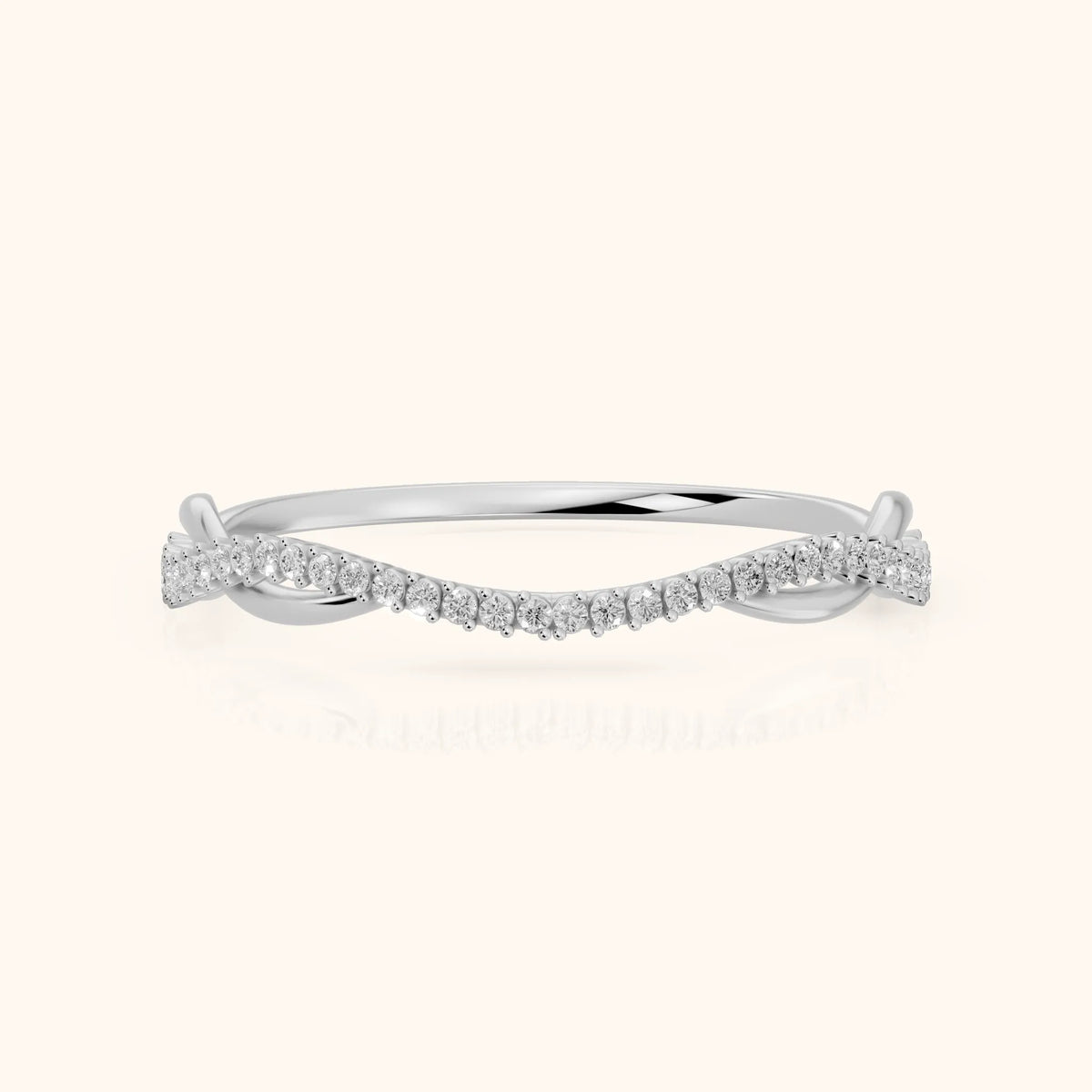 Amani Petite Twist Round Diamond Half Eternity Band in Silver - FrontView
