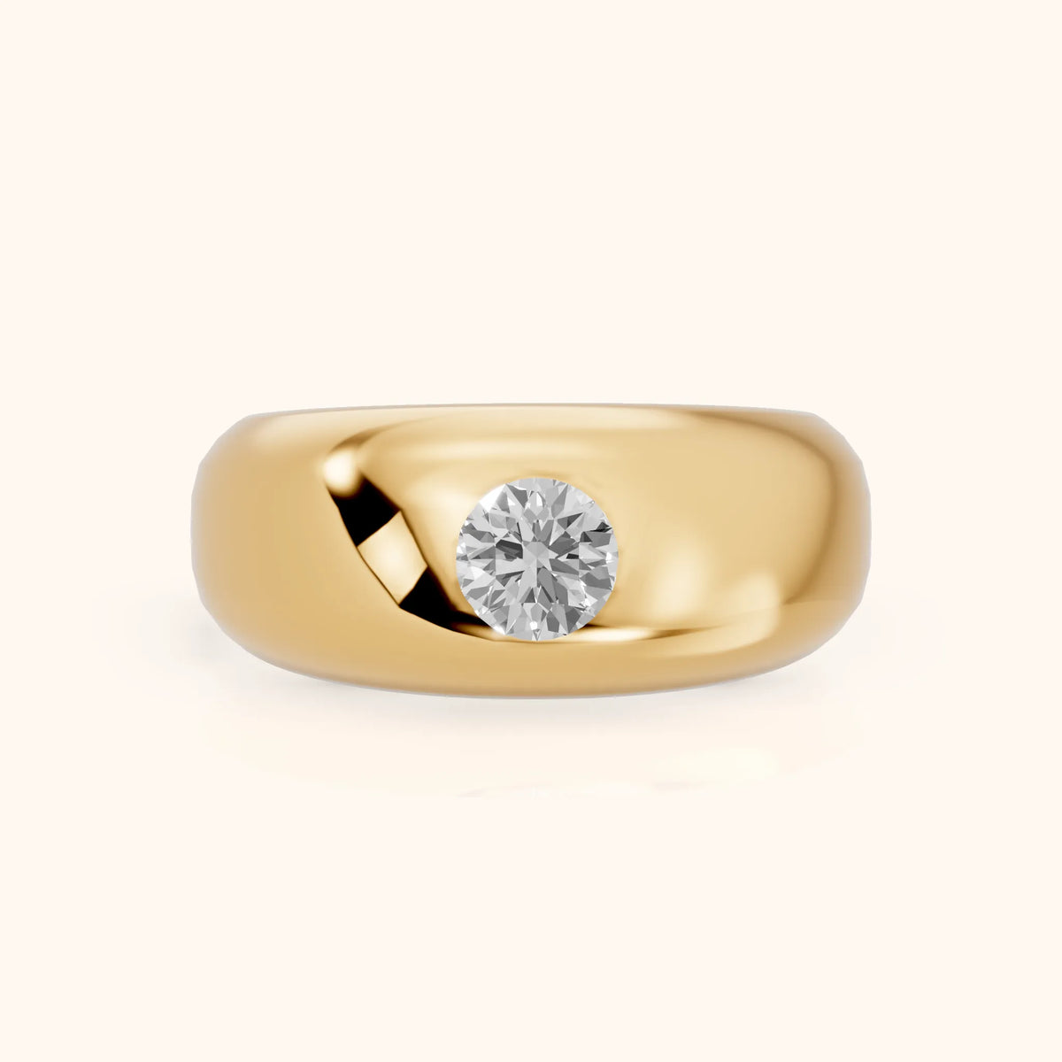 Noelle Bezel Round Diamond Wedding Band in Yellow Gold - FrontView