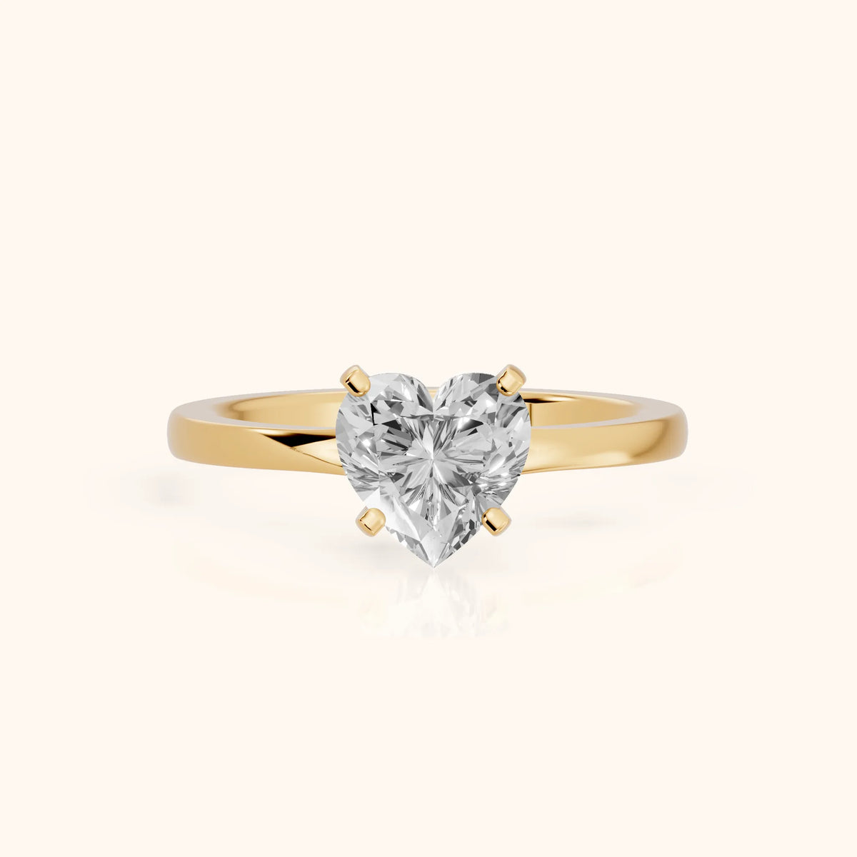 Matilda Cathedral Solitaire Heart Diamond Engagement Ring in Yellow Gold - FrontView.webp