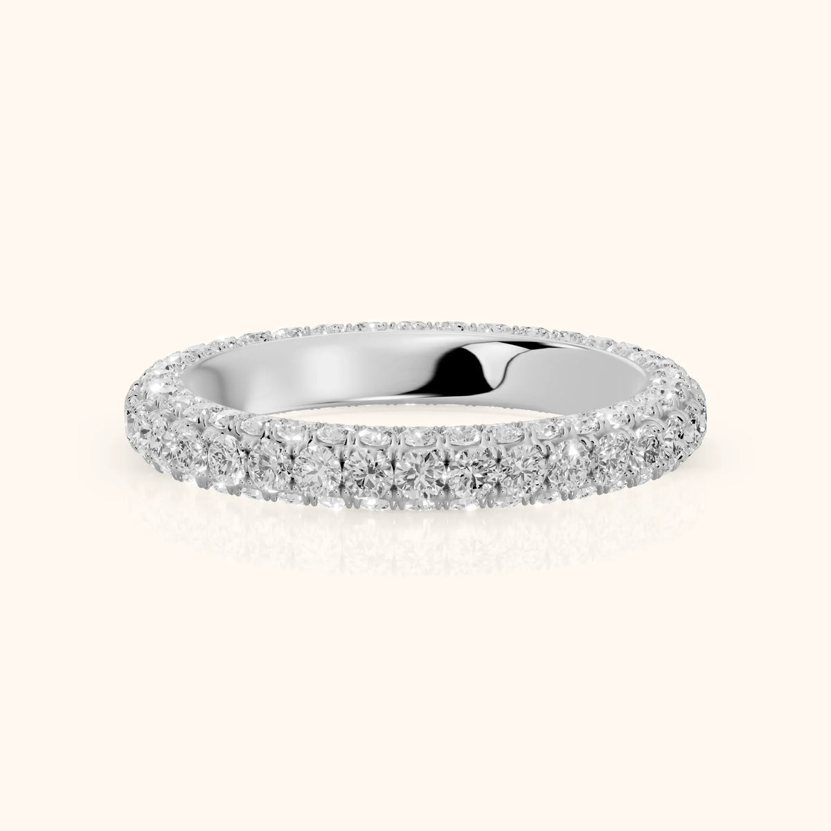 Candela Micropavé Round Diamond Eternity Band in Platinum - FrontView