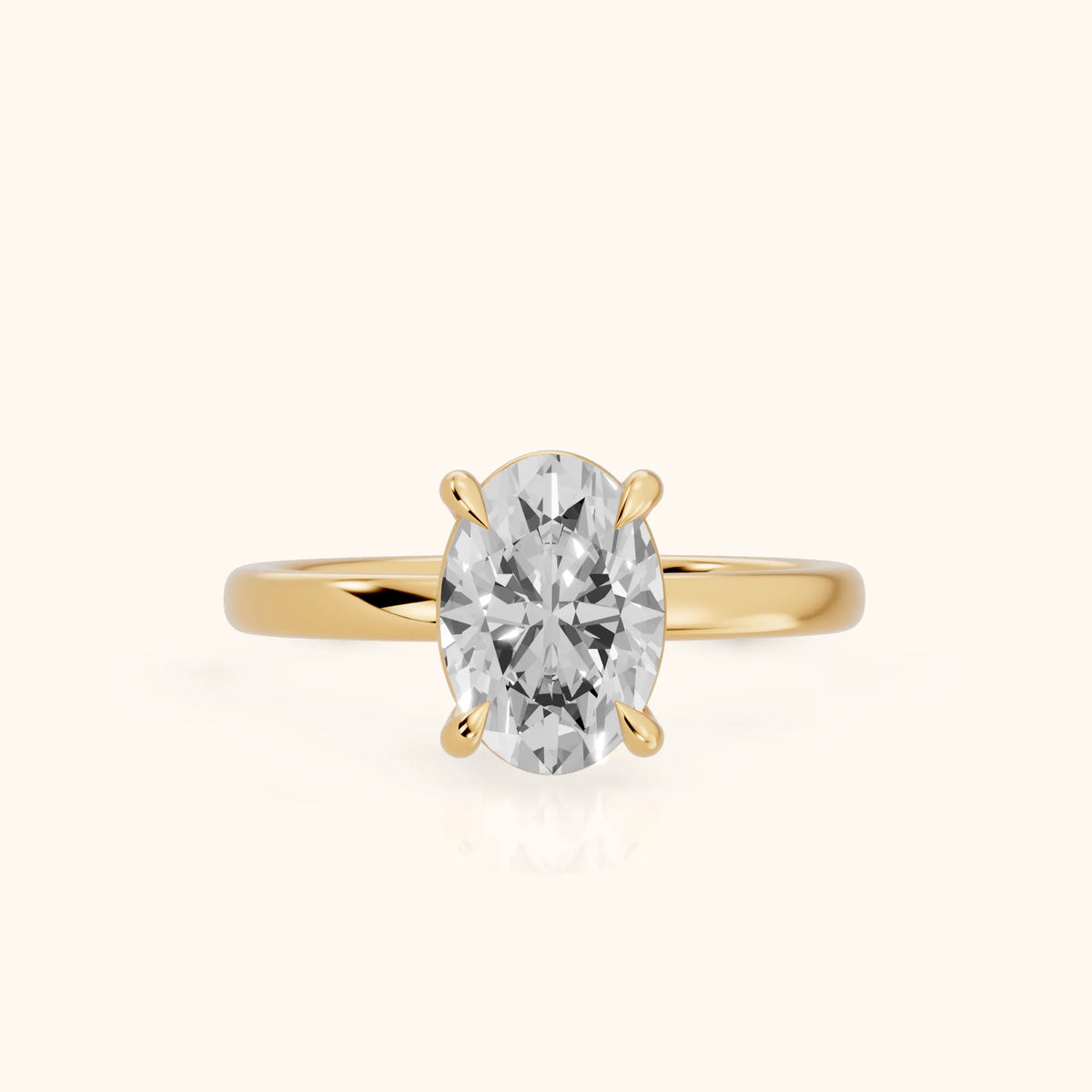 Cassandra Claw Prong Solitaire Oval Diamond Engagement Ring in Yellow Gold - FrontView.webp