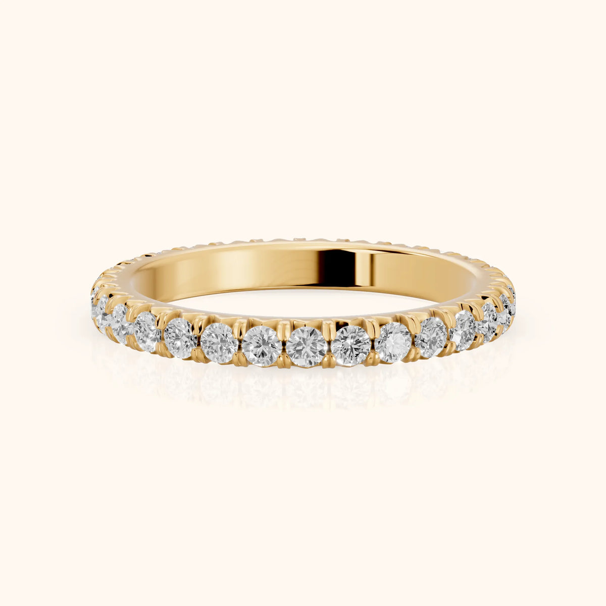 Lani French Pavé Round Diamond Eternity Band in Yellow Gold - FrontView