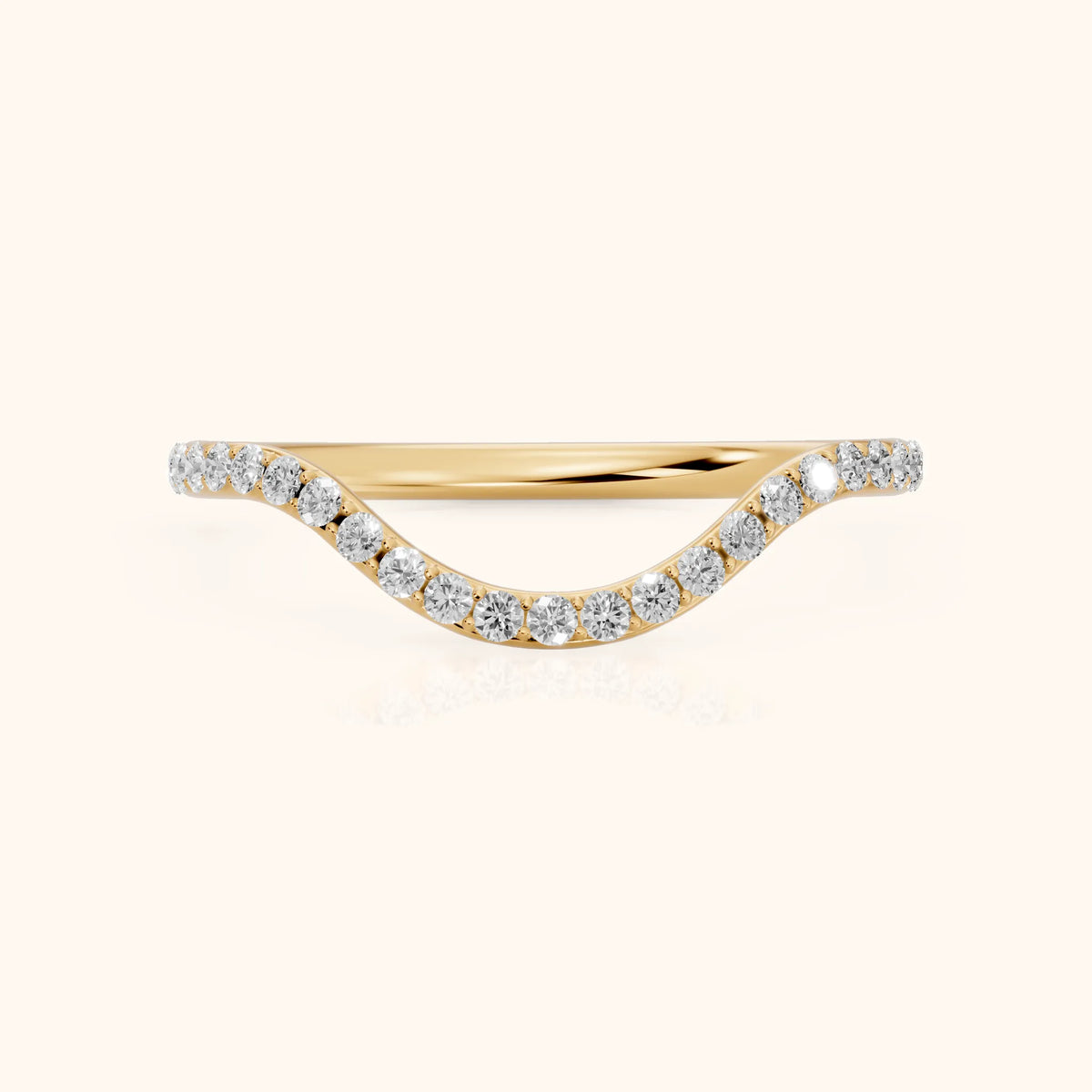 Juliette Contour Round Diamond Stackable Ring in Yellow Gold - FrontView