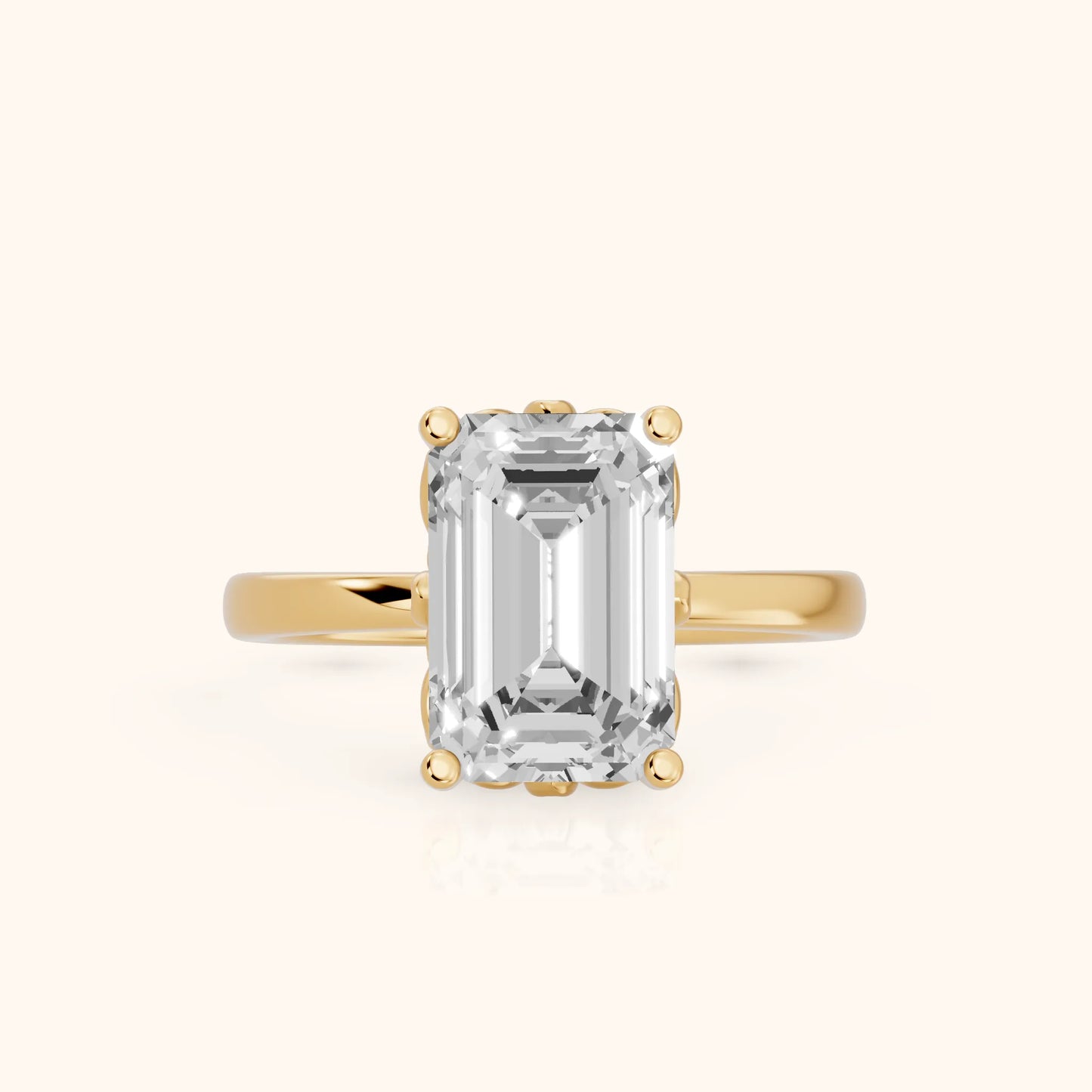 Emerald Cut Lab Grown Diamond Engagement Ring in Yellow Gold