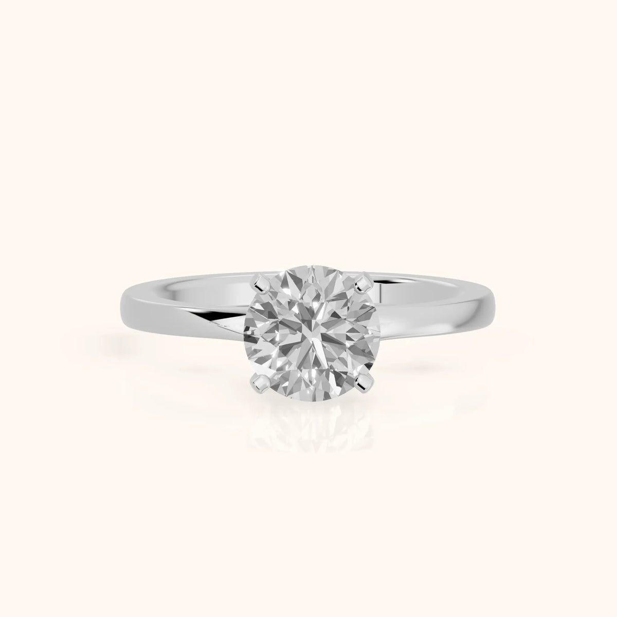 Matilda Cathedral Solitaire Round Diamond Engagement Ring in Platinum - FrontView.webp