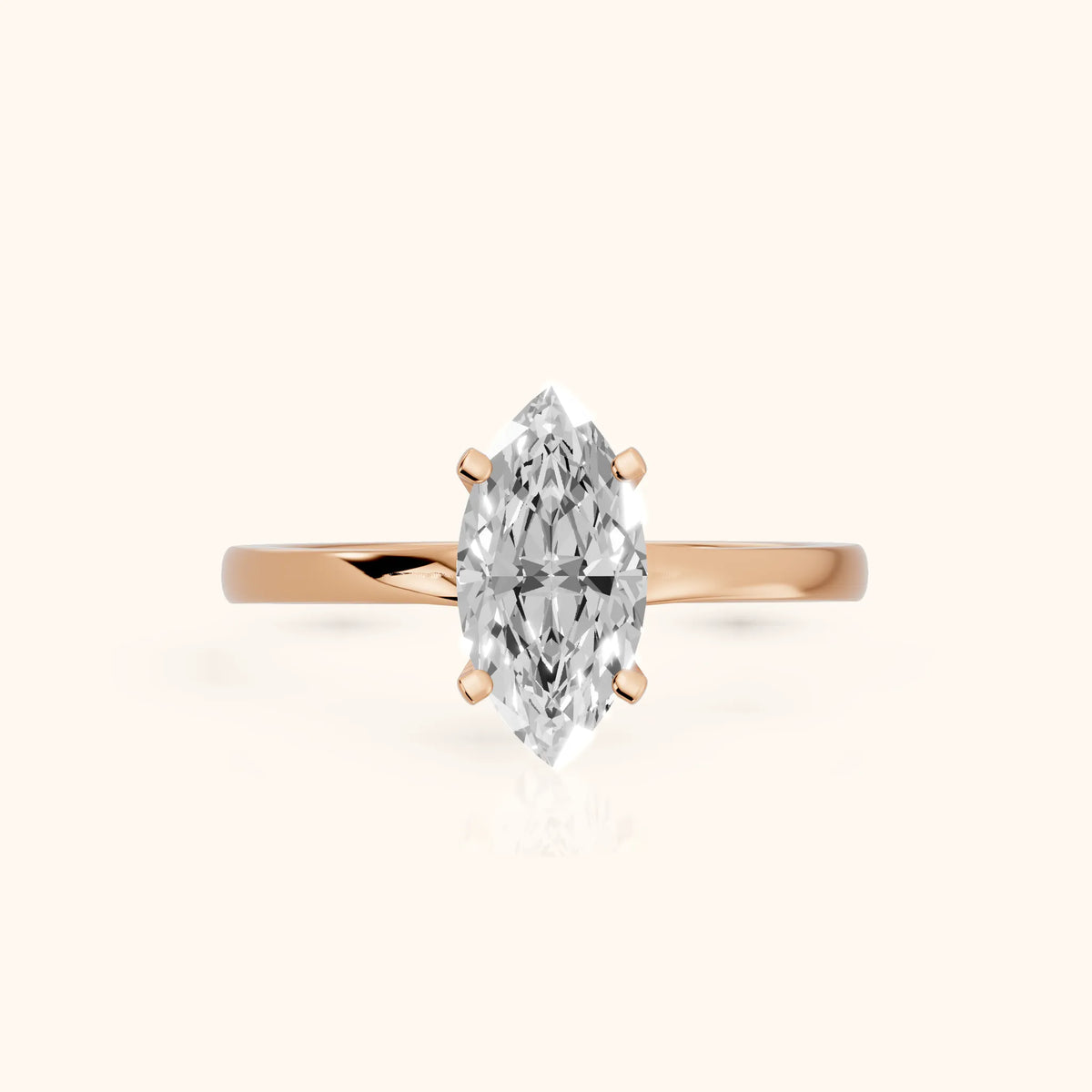 Matilda Cathedral Solitaire Marquise Diamond Engagement Ring in Rose Gold - FrontView.webp
