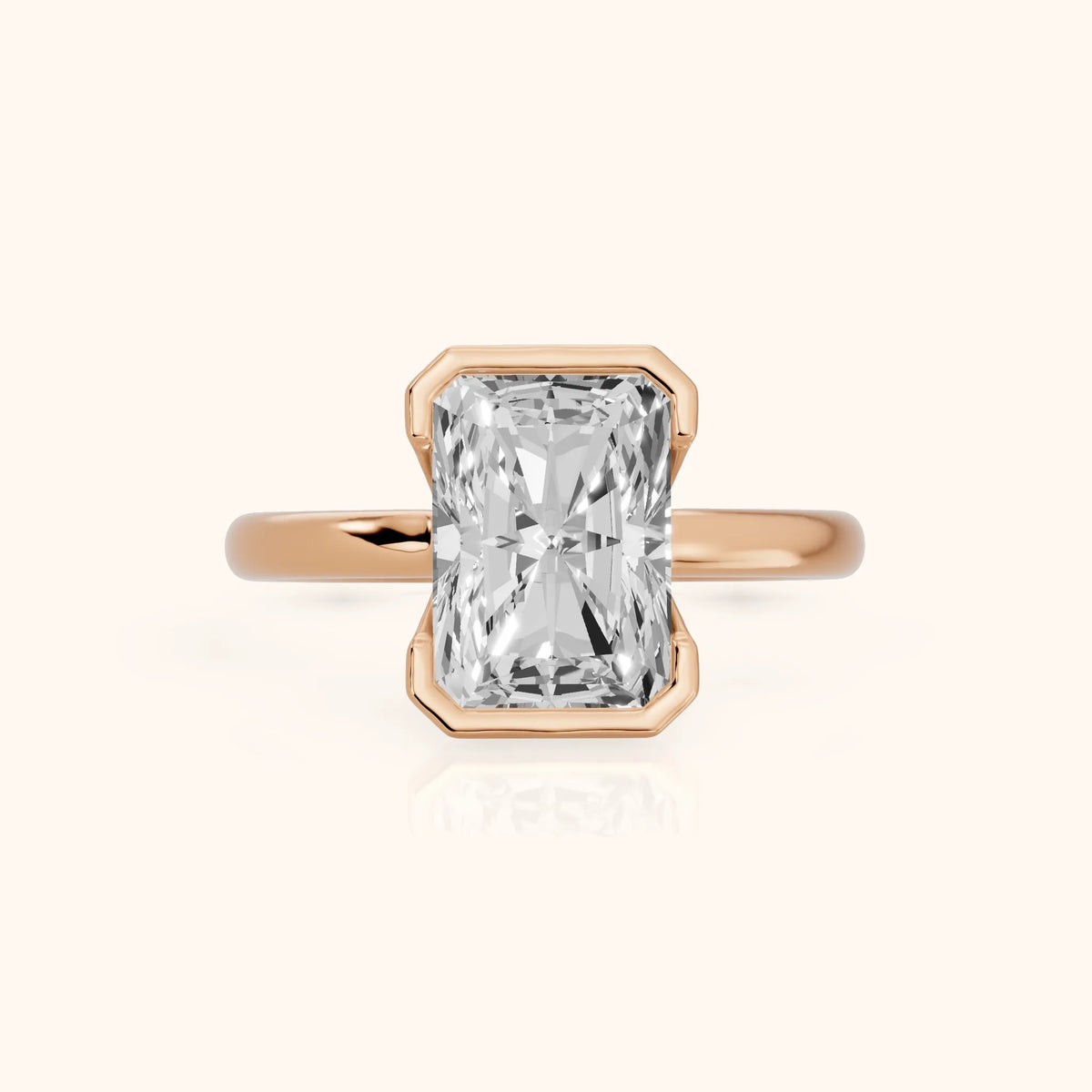 Winslow Partial Bezel Solitaire Radiant Diamond Engagement Ring in Rose Gold - FrontView.webp