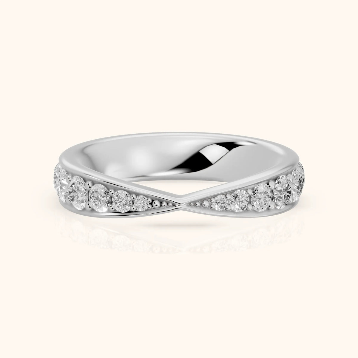 Julia Tapered Riviera Round Diamond Eternity Band in Silver - FrontView