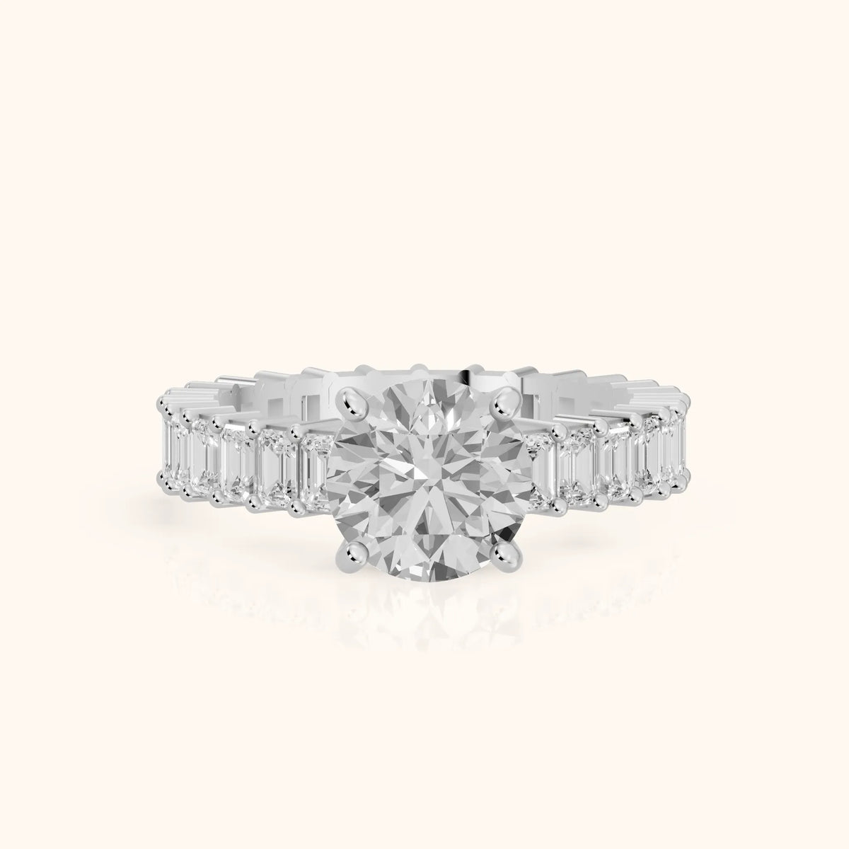 Mallory Shared Prong Round Diamond Engagement Ring in White Gold - FrontView.webp