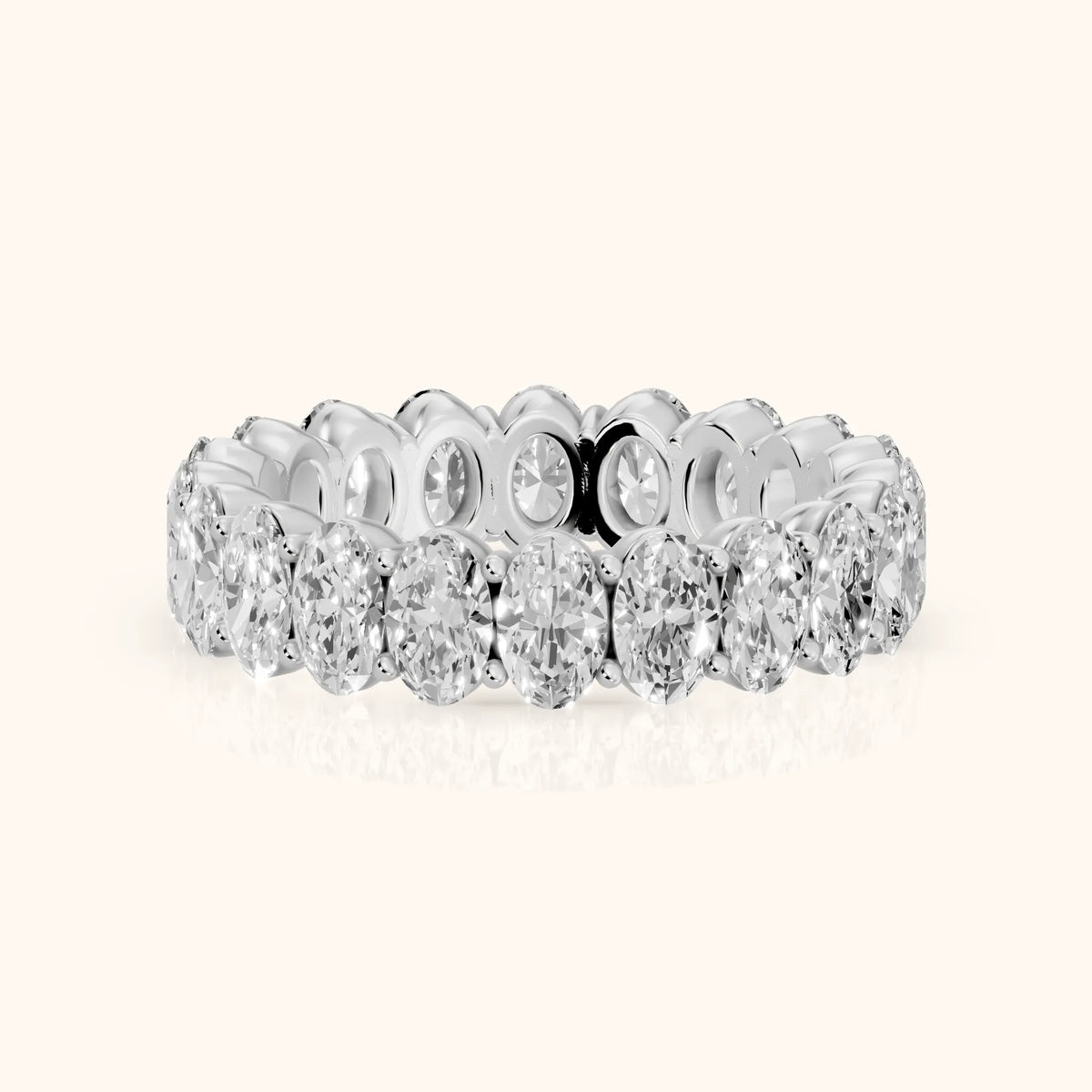 Vidya Shared Prong Oval Diamond Eternity Band in Silver - FrontView