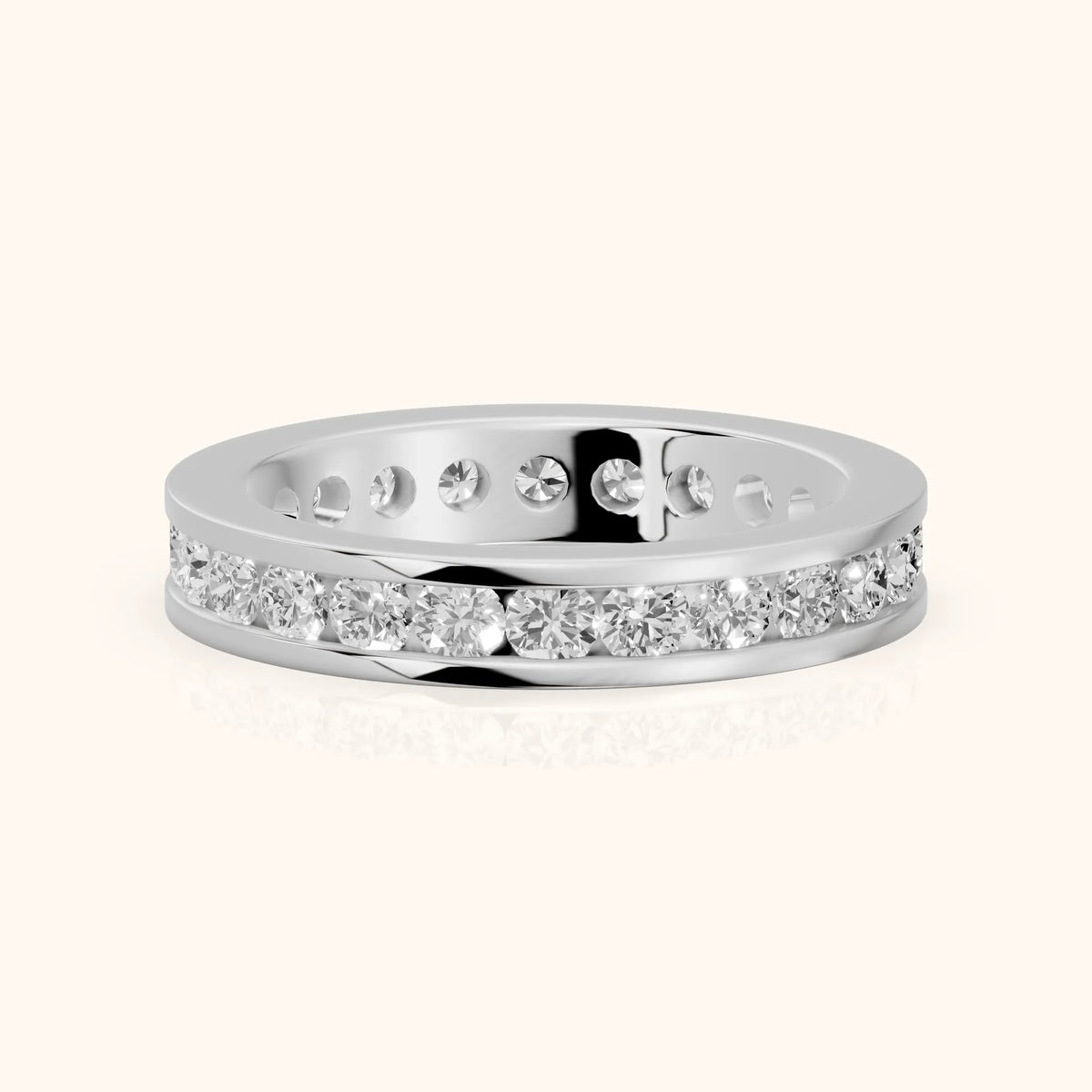 Ayana Channel Set Round Diamond Eternity Band in Silver - FrontView