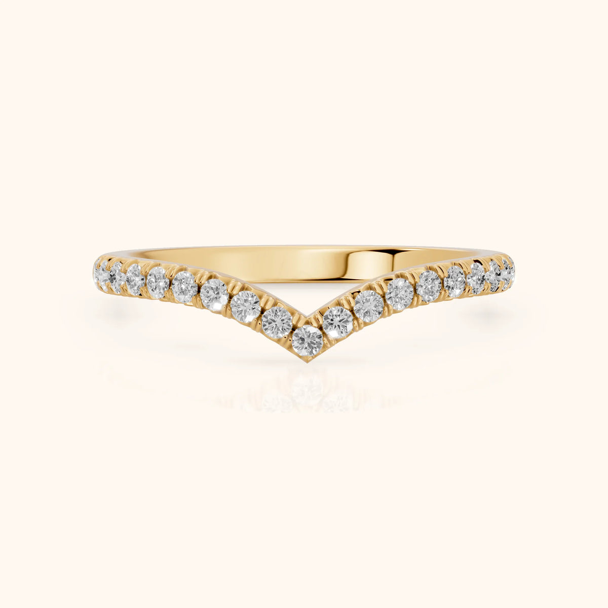 Melia Contour Pavé Round Diamond Stackable Ring in Yellow Gold - FrontView