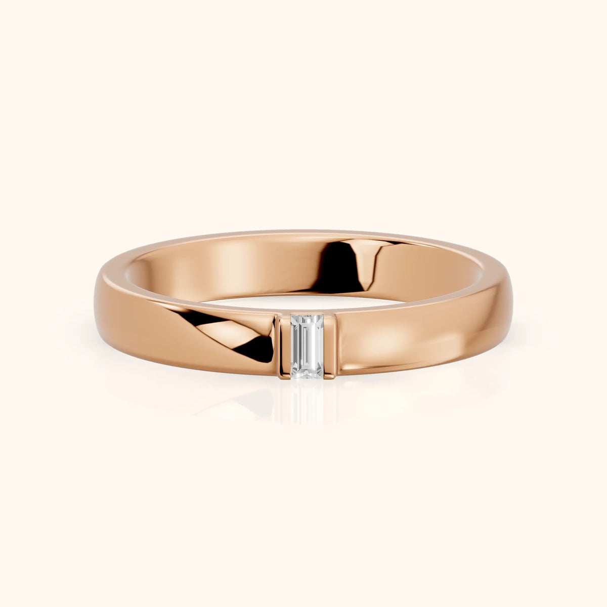 Kalina Channel Set Baguette Diamond Wedding Band in Rose Gold - FrontView