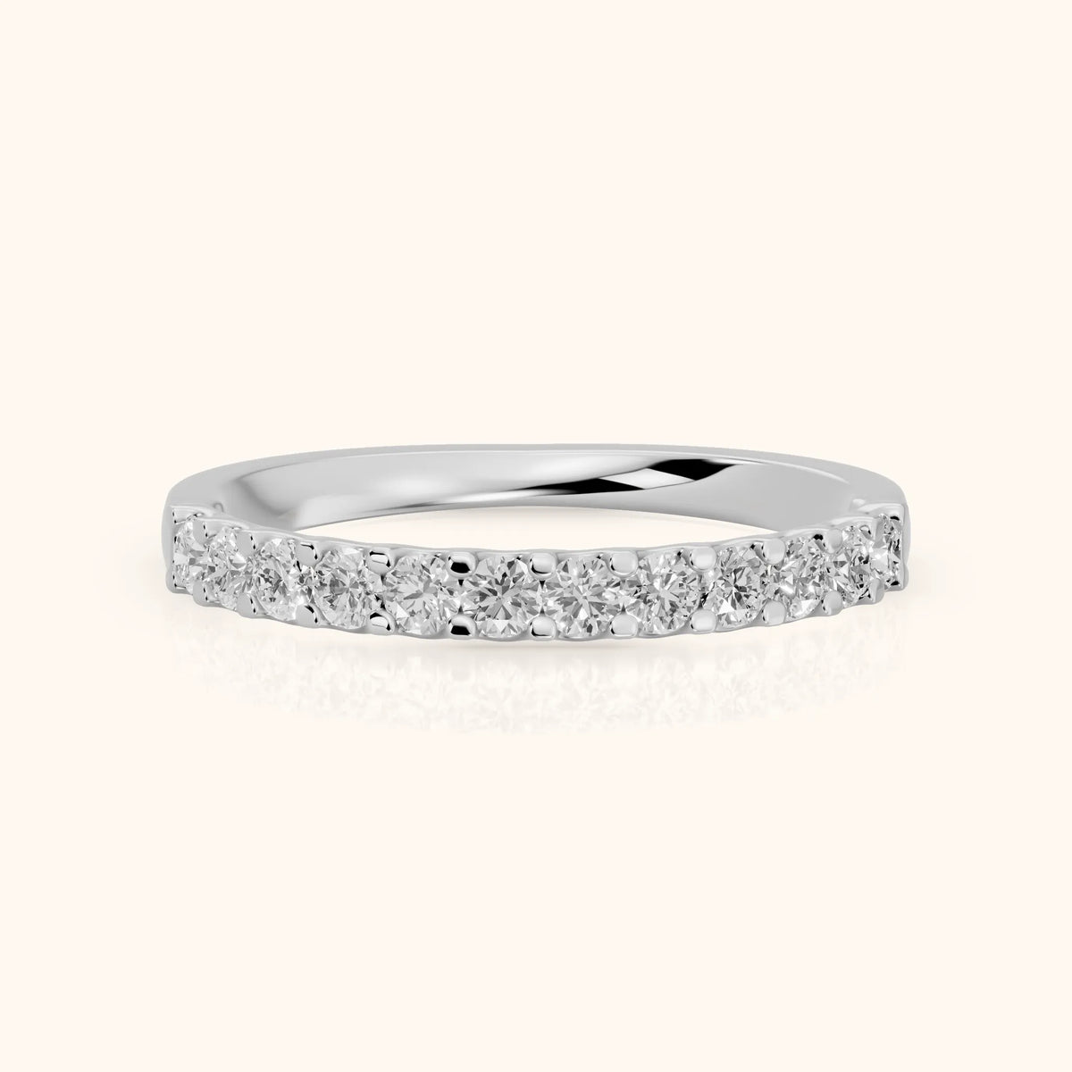 Chantal Shared Prong Round Diamond Half Eternity Band in Silver - FrontView