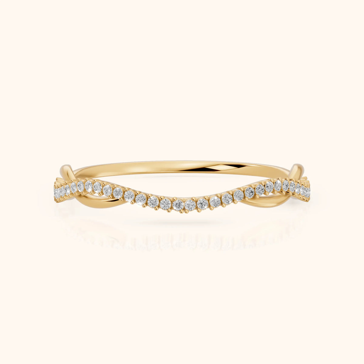 Amani Petite Twist Round Diamond Half Eternity Band in Yellow Gold - FrontView
