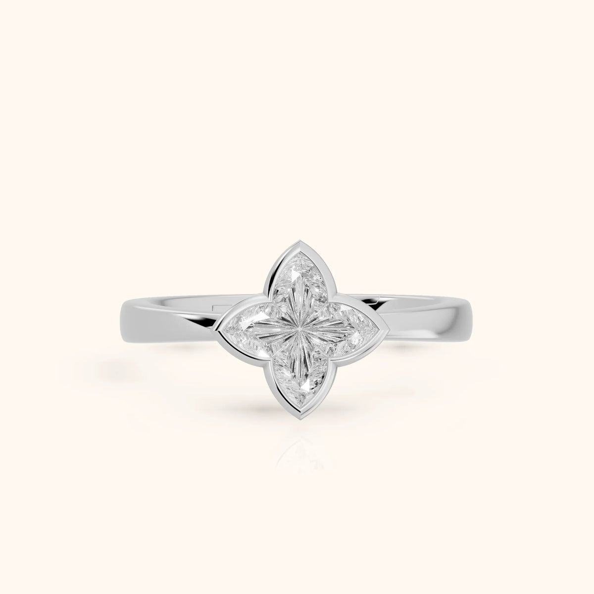 Millie Bezel Solitaire Lily Diamond Engagement Ring in Silver - FrontView.webp