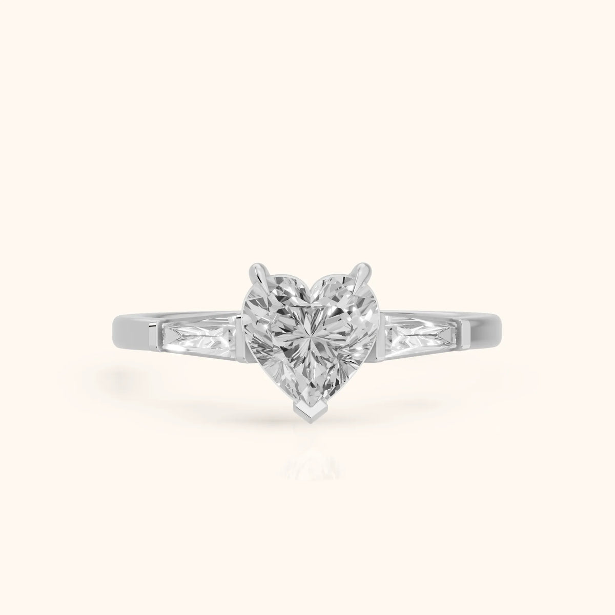 Winnie Three-Stone Heart Diamond Engagement Ring in Platinum - FrontView.webp