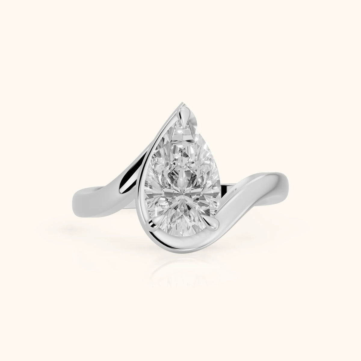 Tabitha Bypass Partial Bezel Pear Diamond Engagement Ring in White Gold - FrontView.webp