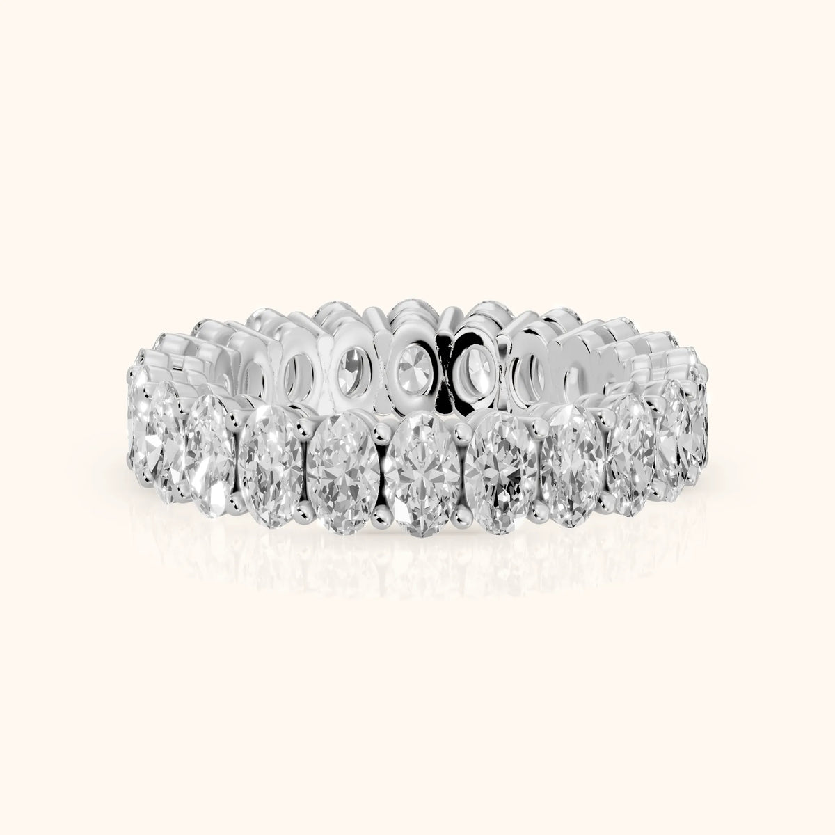 Renata Shared Prong Oval Diamond Eternity Band in Platinum - FrontView