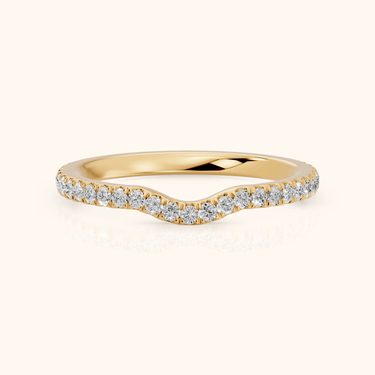 Helene Curved Round Diamond Half Eternity Band in Yellow Gold - FrontView