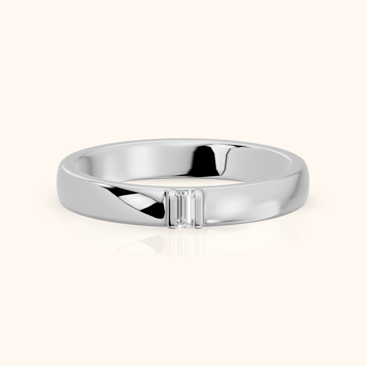 Kalina Channel Set Baguette Diamond Wedding Band in White Gold - FrontView