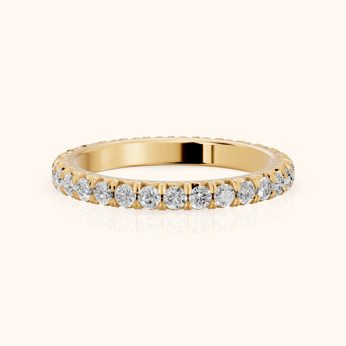 Lia French Pavé Round Diamond Eternity Band in Yellow Gold - FrontView