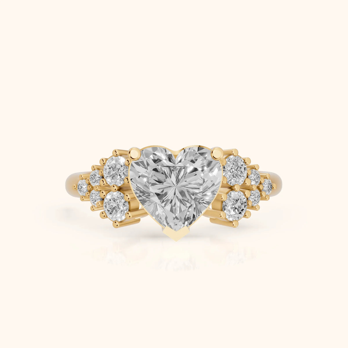 Azalea Cluster Heart Diamond Engagement Ring in Yellow Gold - FrontView.webp