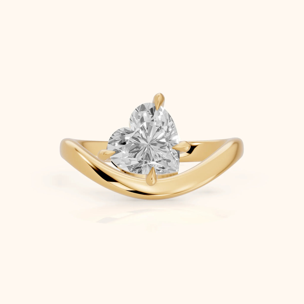 Katherine East-West Bypass Heart Diamond Engagement Ring in Yellow Gold - FrontView.webp